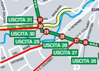 Le uscite del Gra per raggiungere Ostia in auto